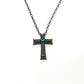 VARTIX K10 Black-Finished Cross Emerald and Black Diamond Chain Necklace, K10, Unisex, Black
