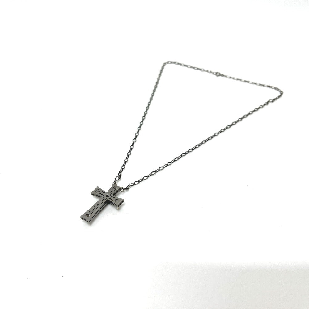 VARTIX K10 Black-Finished Cross Emerald and Black Diamond Chain Necklace, K10, Unisex, Black