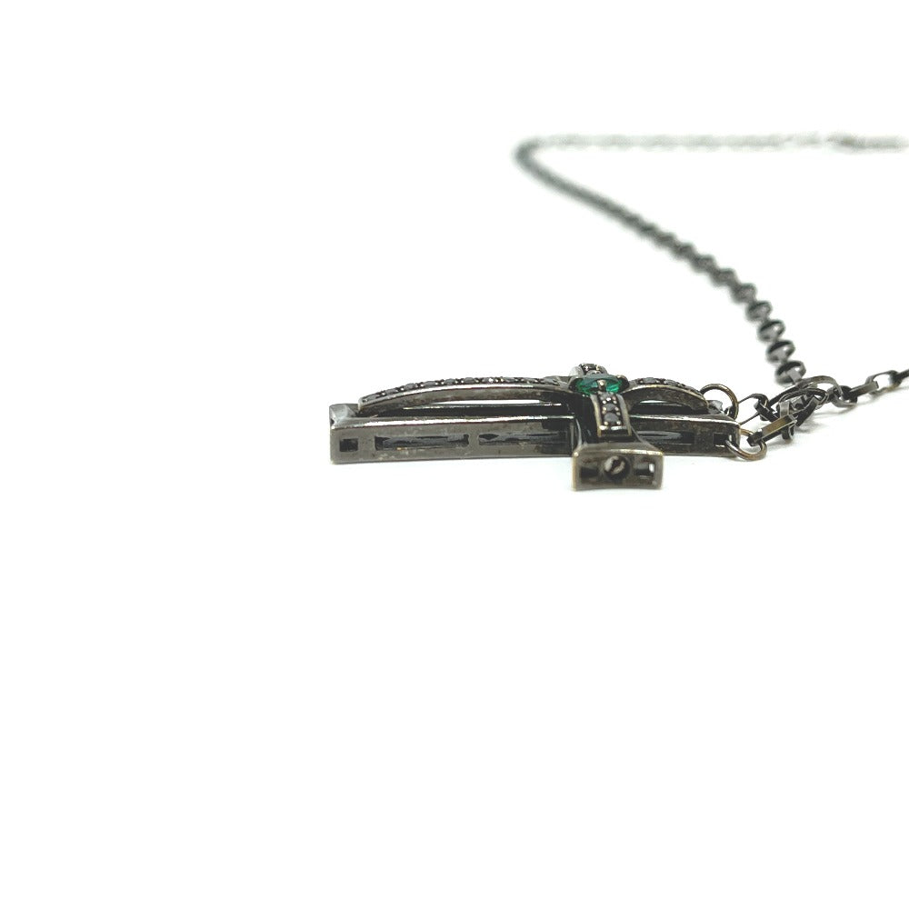 VARTIX K10 Black-Finished Cross Emerald and Black Diamond Chain Necklace, K10, Unisex, Black