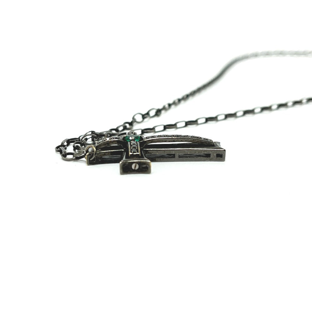 VARTIX K10 Black-Finished Cross Emerald and Black Diamond Chain Necklace, K10, Unisex, Black