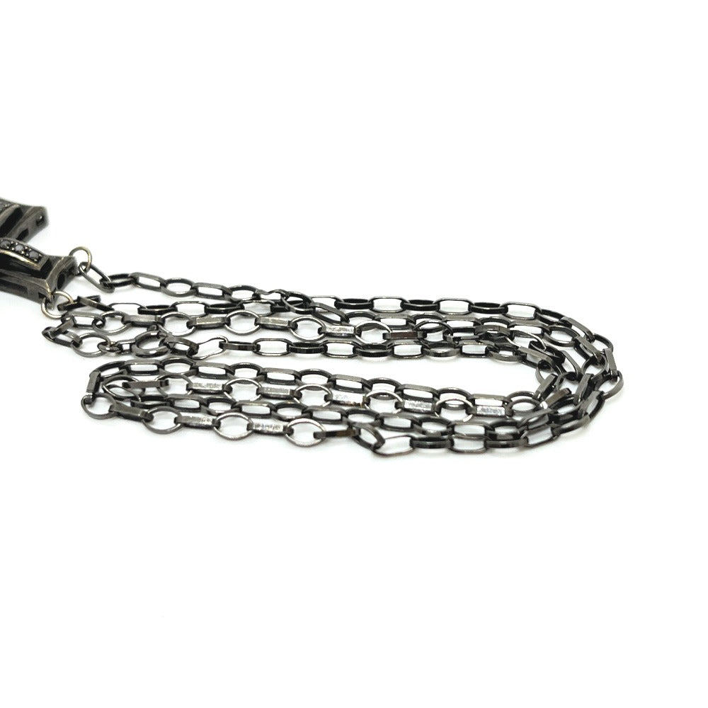VARTIX K10 Black-Finished Cross Emerald and Black Diamond Chain Necklace, K10, Unisex, Black