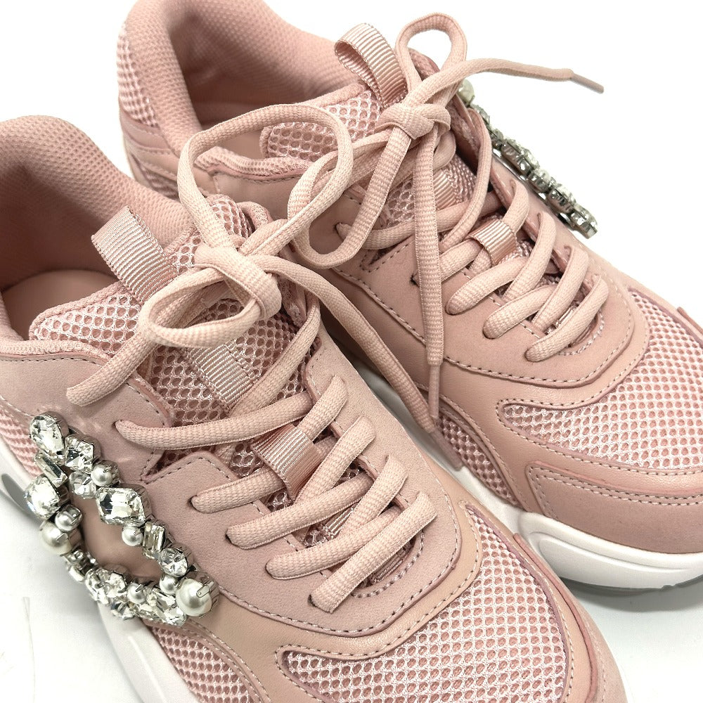 Sergio Rossi B10800-MFL270 ビジュー ローカット スニーカー キャンバス レディース ピンク - brandshop-reference