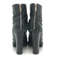 Sergio Rossi Velvet Ribbon Lace-up Leather Boots Shoes Short Boots Leather Women's Black