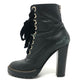 Sergio Rossi Velvet Ribbon Lace-up Leather Boots Shoes Short Boots Leather Women's Black