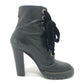 Sergio Rossi Velvet Ribbon Lace-up Leather Boots Shoes Short Boots Leather Women's Black