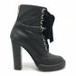 Sergio Rossi Velvet Ribbon Lace-up Leather Boots Shoes Short Boots Leather Women's Black