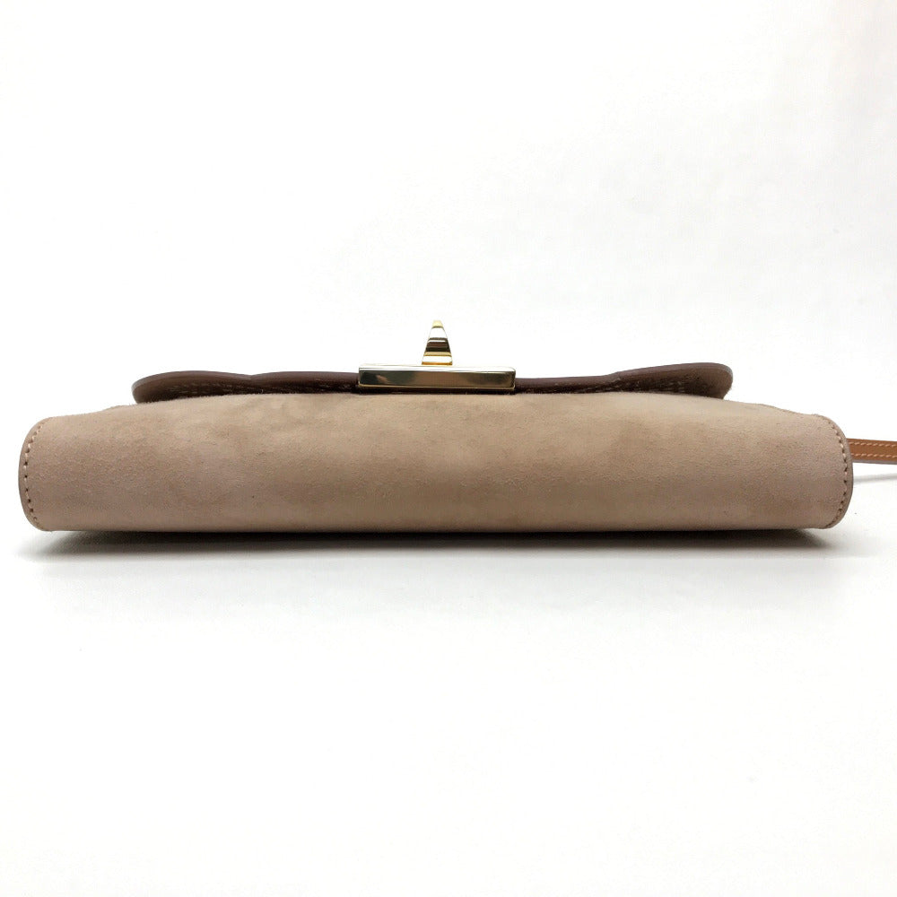 Sergio Rossi Pouch Clutch Bag, Mini Bag, Party Bag, Suede/Patent Leather, Women's, Pink Beige