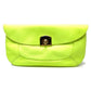 Sergio Rossi Turnlock Clutch Bag, Party Bag, Leather, Fluorescent Yellow, Women's