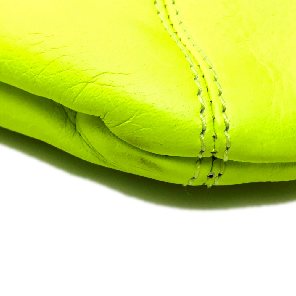 Sergio Rossi Turnlock Clutch Bag, Party Bag, Leather, Fluorescent Yellow, Women's