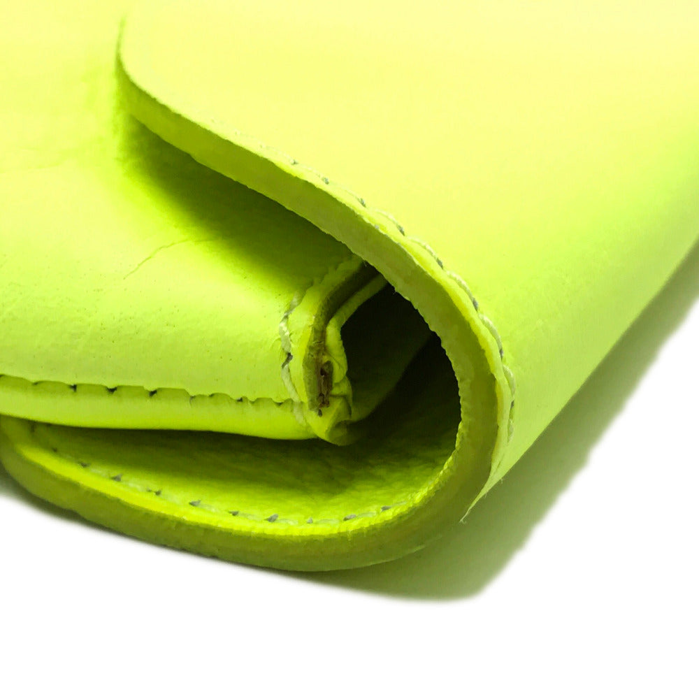 Sergio Rossi Turnlock Clutch Bag, Party Bag, Leather, Fluorescent Yellow, Women's