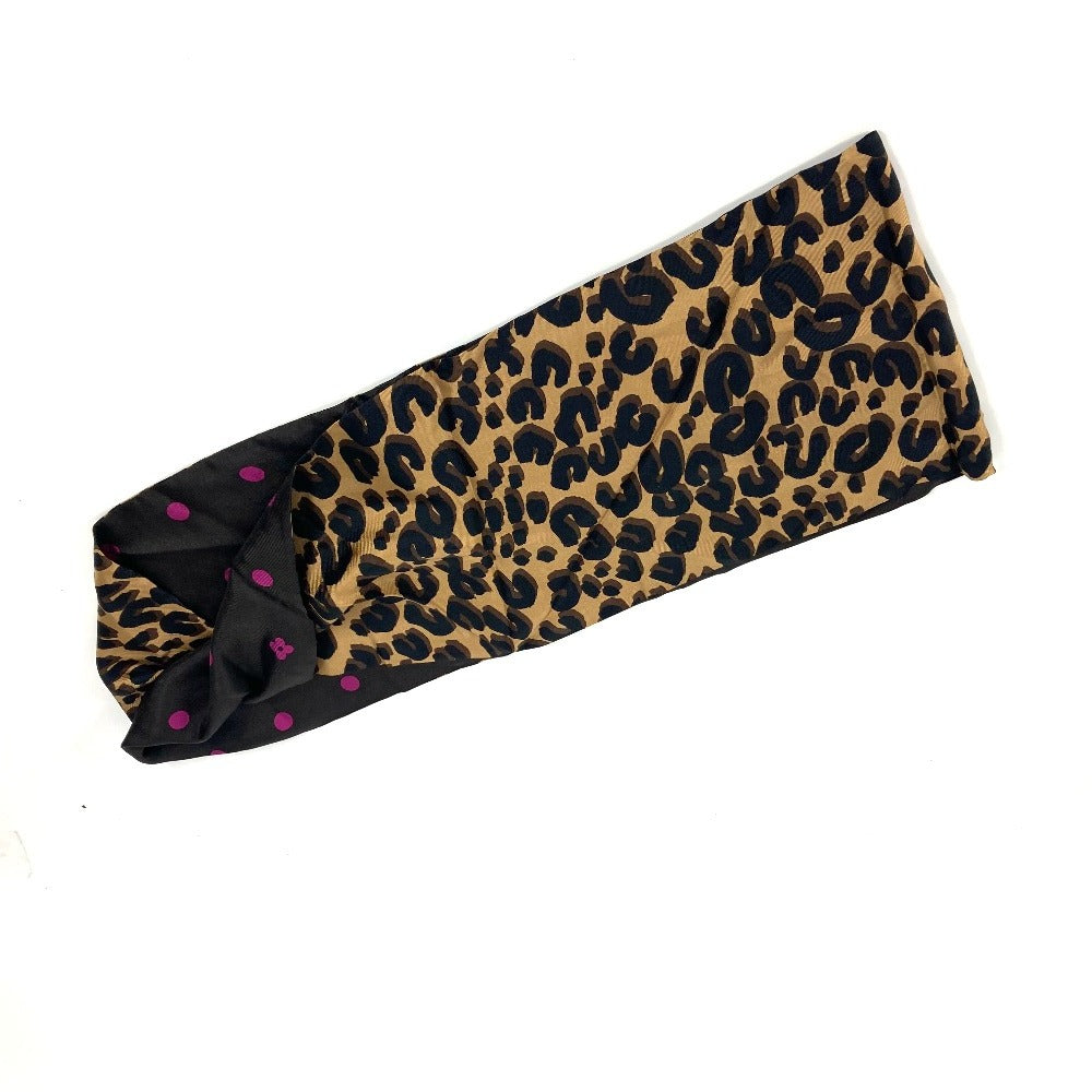 LOUIS VUITTON レオパード ロゴ スヌード 豹柄 ヒョウ マフラー シルク レディース ブラウン - brandshop-reference