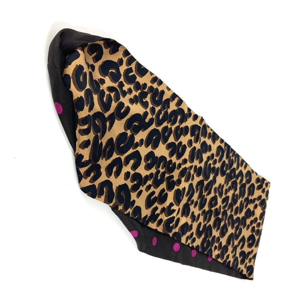 LOUIS VUITTON レオパード ロゴ スヌード 豹柄 ヒョウ マフラー シルク レディース ブラウン - brandshop-reference