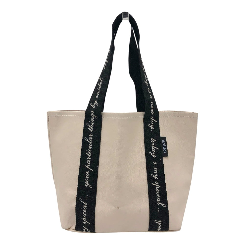 snidel logo, logo tape, bag, leather-look, mini tote, tote bag, canvas, women's, white