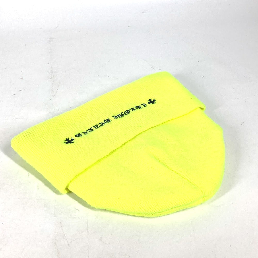 CHROME HEARTS Logo 3-Cross Beanie Hat, Knit Cap, Acrylic, Unisex, Yellow