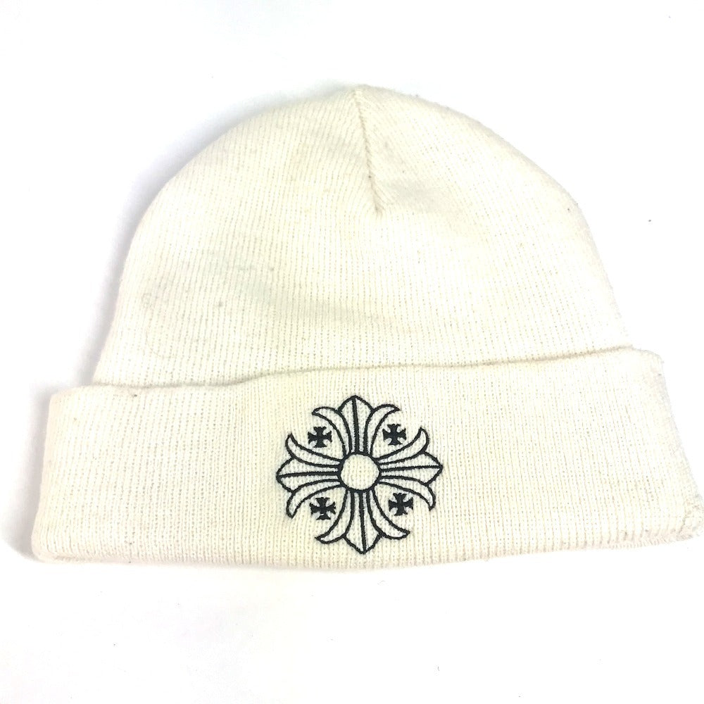 CHROME HEARTS ロゴ ビーニー 帽子 ニット帽 ニットキャップ ニット帽 アクリル ユニセックス ホワイト - brandshop-reference