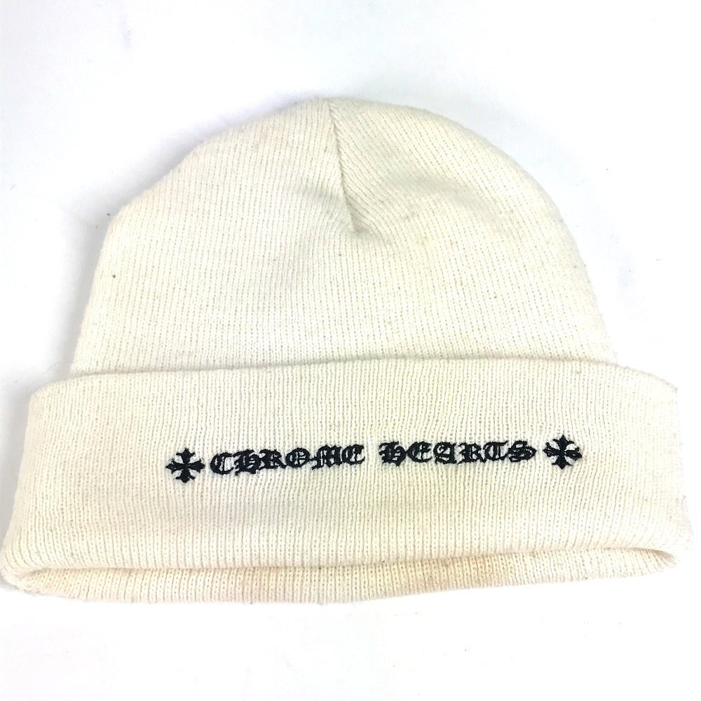 CHROME HEARTS ロゴ ビーニー 帽子 ニット帽 ニットキャップ ニット帽 アクリル ユニセックス ホワイト - brandshop-reference