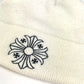 CHROME HEARTS ロゴ ビーニー 帽子 ニット帽 ニットキャップ ニット帽 アクリル ユニセックス ホワイト - brandshop-reference