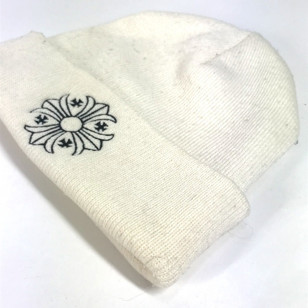 CHROME HEARTS ロゴ ビーニー 帽子 ニット帽 ニットキャップ ニット帽 アクリル ユニセックス ホワイト - brandshop-reference