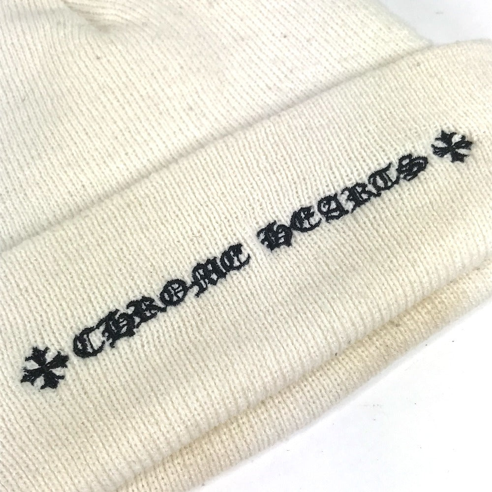CHROME HEARTS ロゴ ビーニー 帽子 ニット帽 ニットキャップ ニット帽 アクリル ユニセックス ホワイト - brandshop-reference