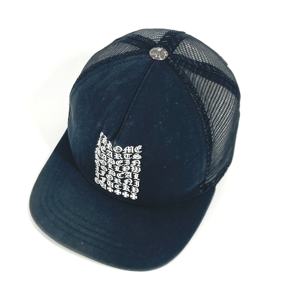 CHROME HEARTS ロゴ 縦ロゴ 帽子 キャップ帽 ベースボール メッシュ キャップ ポリエステル ユニセックス ブラック - brandshop-reference