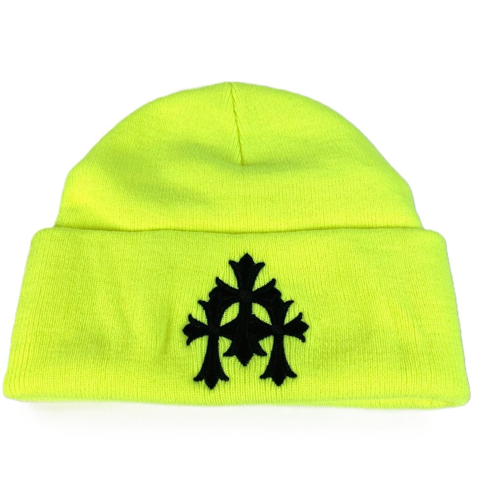 CHROME HEARTS スリークロス ビーニー 帽子 ニット帽 ニットキャップ ニット帽 アクリル ユニセックス イエロー