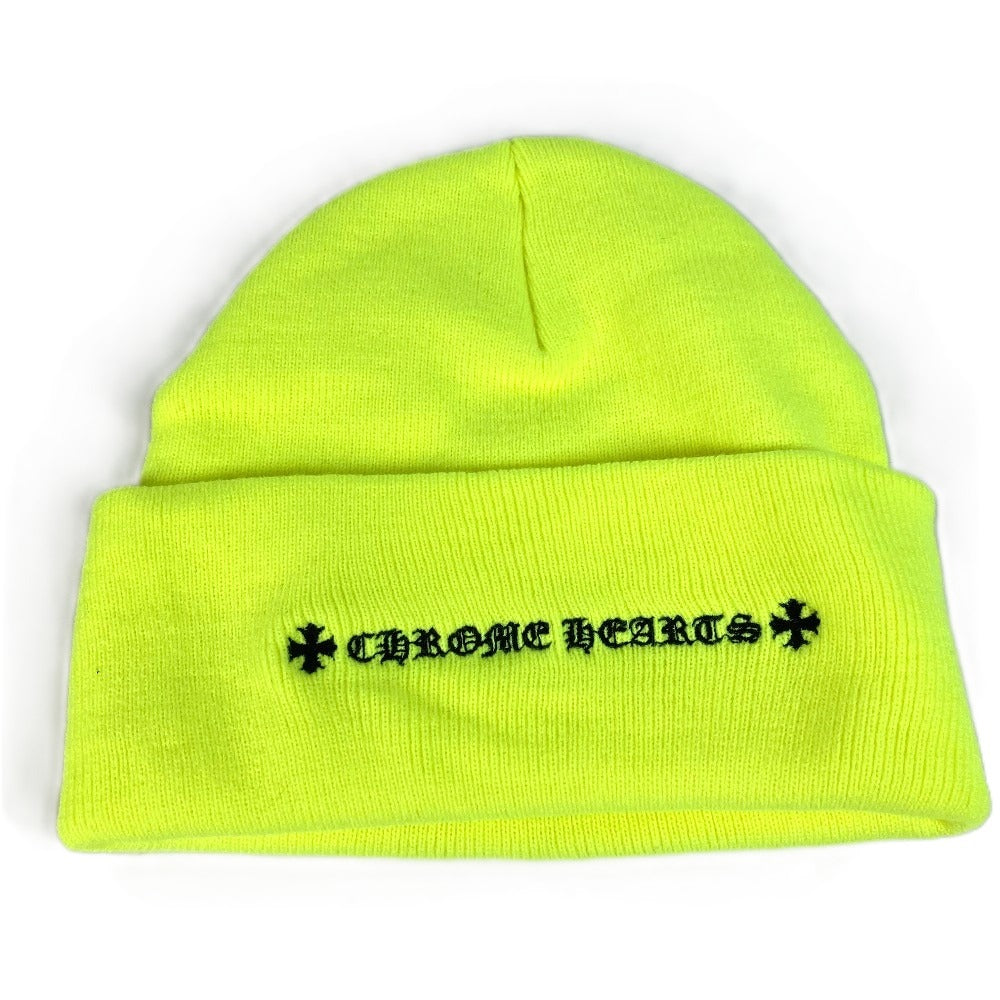CHROME HEARTS スリークロス ビーニー 帽子 ニット帽 ニットキャップ ニット帽 アクリル ユニセックス イエロー