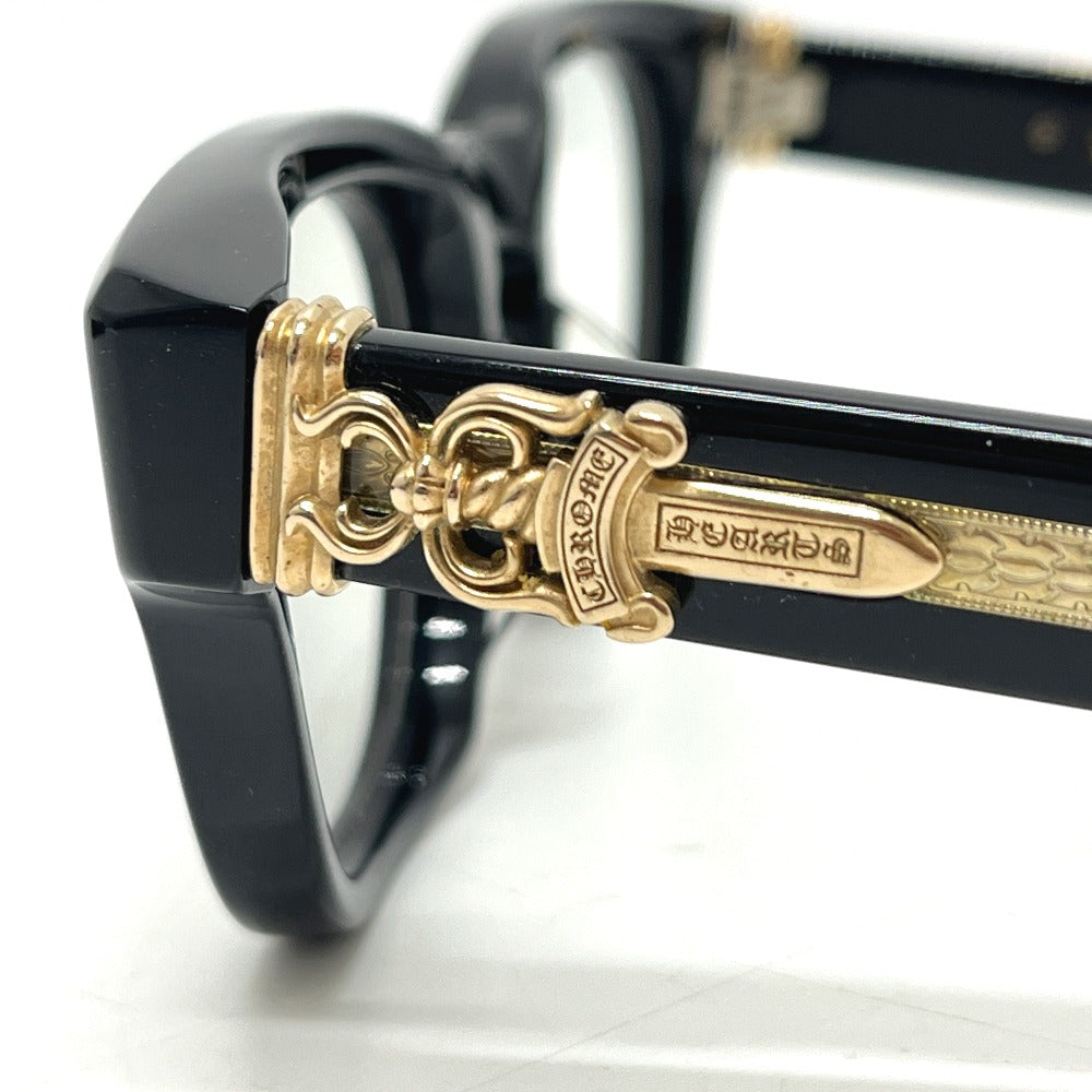 CHROME HEARTS BK-18KGP CUNTVOLUTED ウェリントン 伊達メガネ アイウェア 眼鏡 プラスチック メンズ ブラック