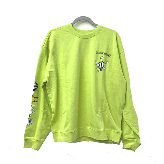 Chrome Hearts PPO HRDWR GRN SWTSHRT Top, Matty Boy, Men's Lime Green Crew Neck Sweatshirt, Cotton