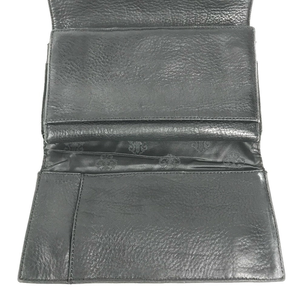 CHROME HEARTS cross ball button Wave wallet 2-fold long wallet Long Wallet Leather Black Used