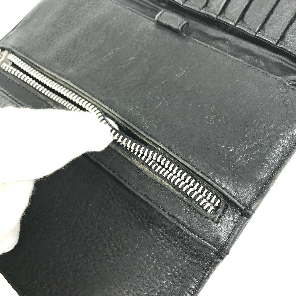 CHROME HEARTS cross ball button Wave wallet 2-fold long wallet Long Wallet Leather Black Used
