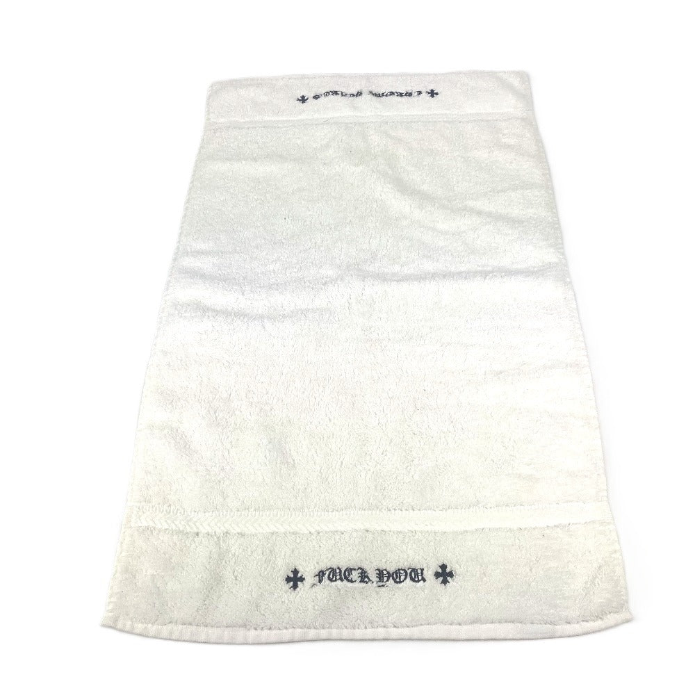 CHROME HEARTS ロゴ ビーチタオル バスタオル インテリア ひざかけ ブランケット タオル コットン ユニセックス ホワイト - brandshop-reference