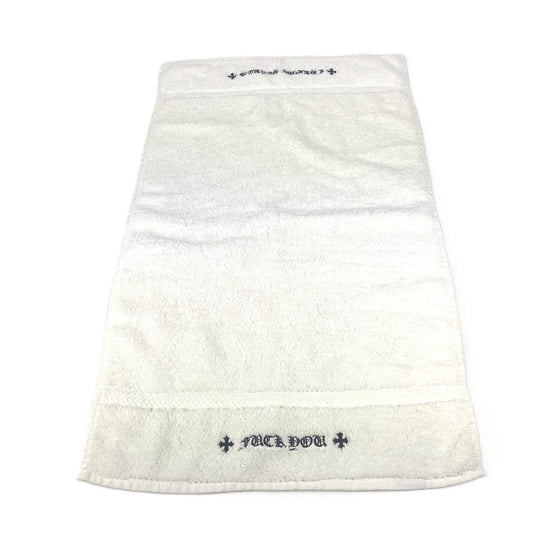 CHROME HEARTS ロゴ ビーチタオル バスタオル インテリア ひざかけ ブランケット タオル コットン ユニセックス ホワイト - brandshop-reference