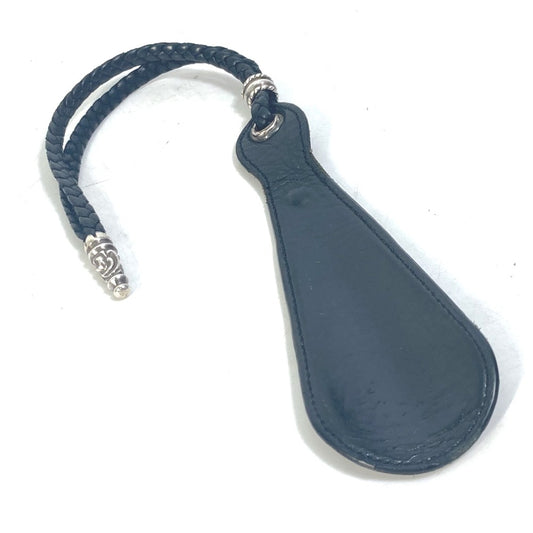 CHROME HEARTS ストラップ付 ロゴ シューホーン シューズ用品 インテリア 靴べら レザー メンズ ブラック