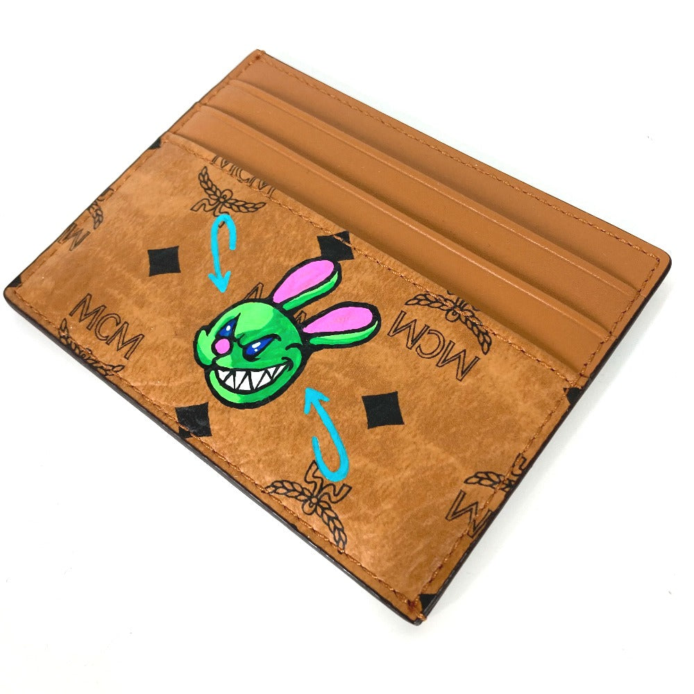 MCM SAMBYPEN Collaboration Sambypen Visetos Rabbit Business Card Holder/Pass Case/Card Case Leather Men's Brown