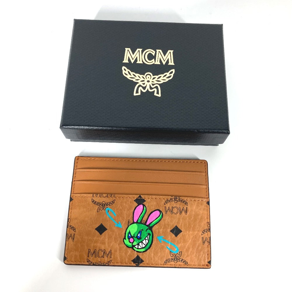 MCM SAMBYPEN Collaboration Sambypen Visetos Rabbit Business Card Holder/Pass Case/Card Case Leather Men's Brown