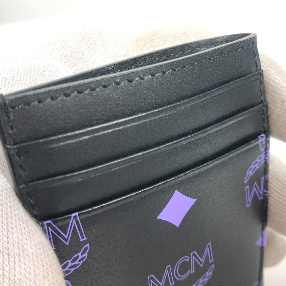 MCM ロゴ 名刺入れ パスケース バイカラー カードケース レザー ユニセックス ブラック - brandshop-reference