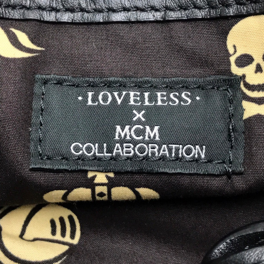 MCM LOVELESSコラボ ダルメシアン スタッズ カバン 肩掛け ショルダーバッグ トートバッグ コーティングレザー レディース ホワイト ブラック