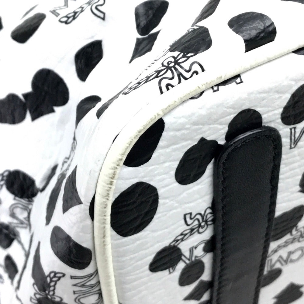 MCM LOVELESSコラボ ダルメシアン スタッズ カバン 肩掛け ショルダーバッグ トートバッグ コーティングレザー レディース ホワイト ブラック