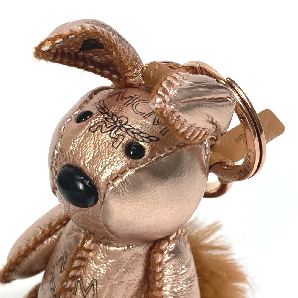 MCM ヴェセトス うさぎ メタリックレザー ファー カバン バッグチャーム キーホルダー レザー レディース メタリックピンク