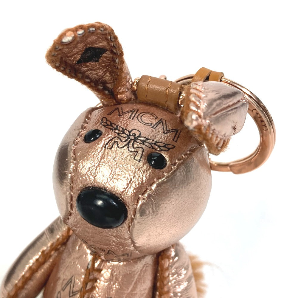 MCM ヴェセトス うさぎ メタリックレザー ファー カバン バッグチャーム キーホルダー レザー レディース メタリックピンク