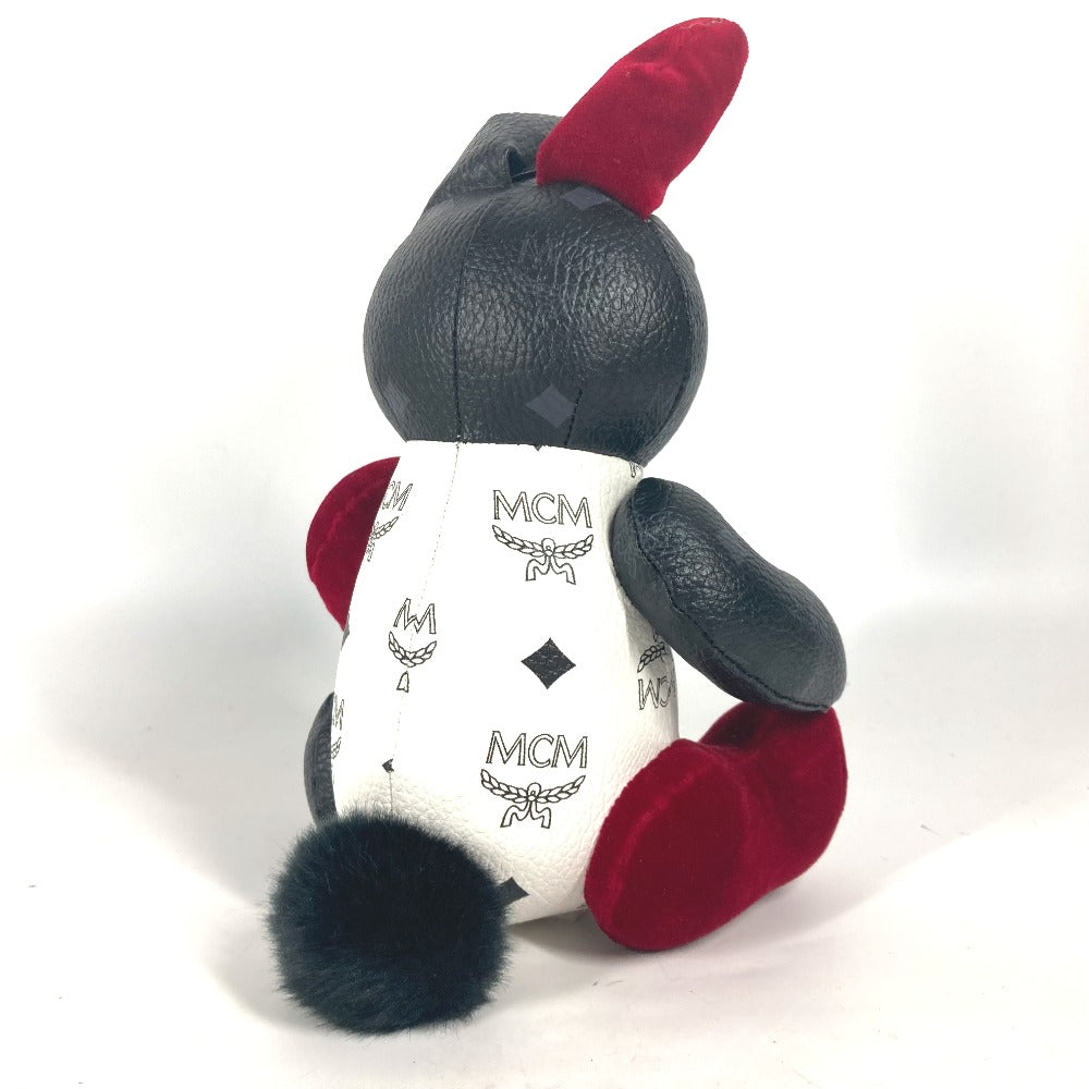 MCM Visetos Rabbit Logo Interior Doll Stuffed Leather Unisex White