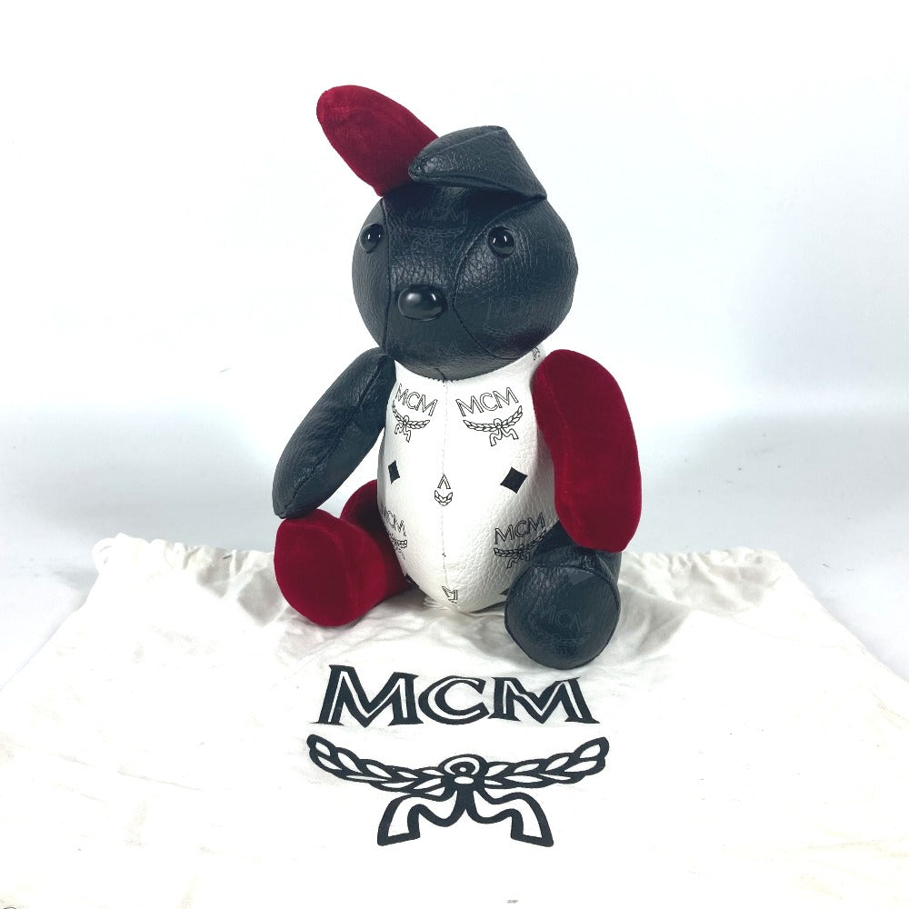 MCM Visetos Rabbit Logo Interior Doll Stuffed Leather Unisex White