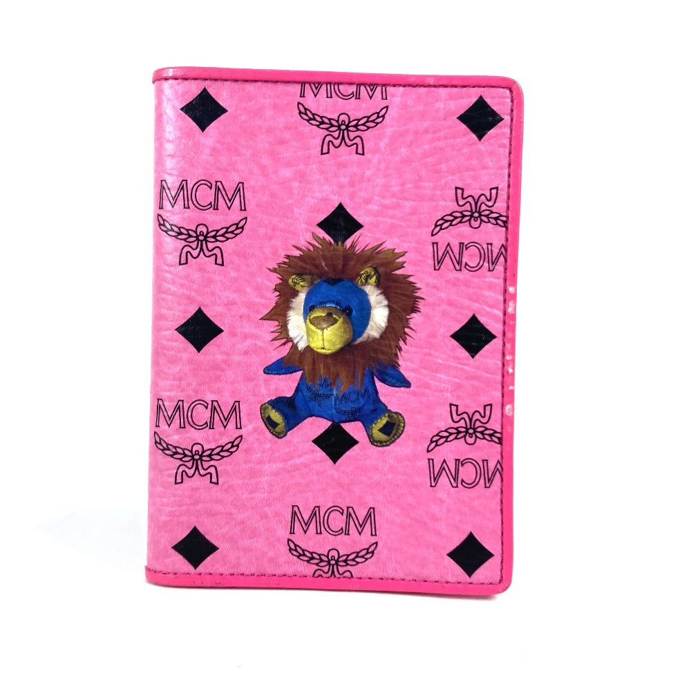 MCM ヴィセトス ライオン ロゴ パスポートカバー ステーショナリー パスポートケース レザー レディース ピンク - brandshop-reference