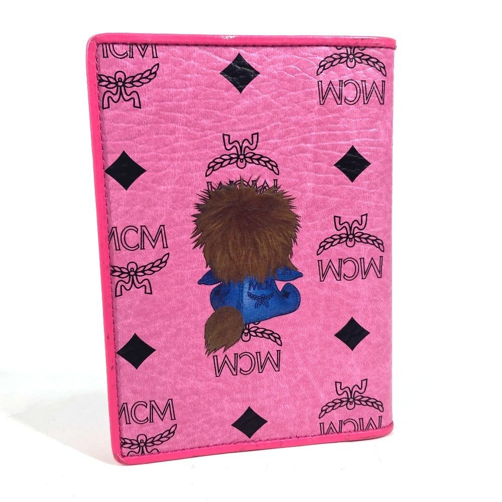 MCM ヴィセトス ライオン ロゴ パスポートカバー ステーショナリー パスポートケース レザー レディース ピンク - brandshop-reference
