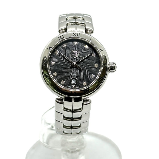 TAG HEUER WAT1410.BA0954 リンク 11Pダイヤ クォーツ デイト 腕時計 SS レディース シルバー ブラック