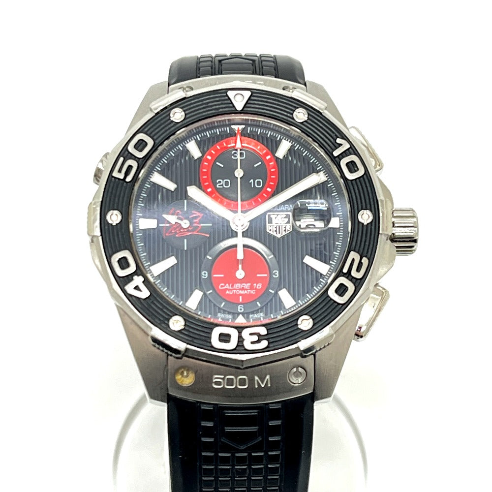 TAG HEUER CAJ2113 AIR-K1 アクアレーサー 錦織圭モデル クロノグラフ デイト 自動巻き 腕時計 SS メンズ シルバー