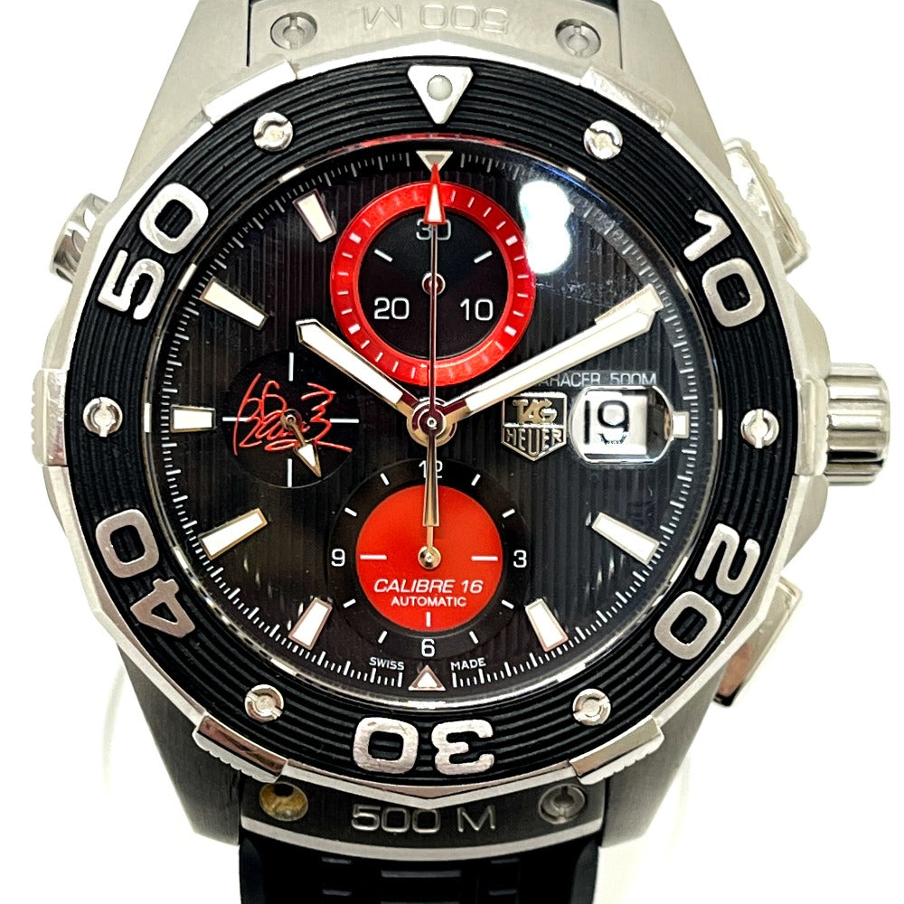 TAG HEUER CAJ2113 AIR-K1 アクアレーサー 錦織圭モデル クロノグラフ デイト 自動巻き 腕時計 SS メンズ シルバー