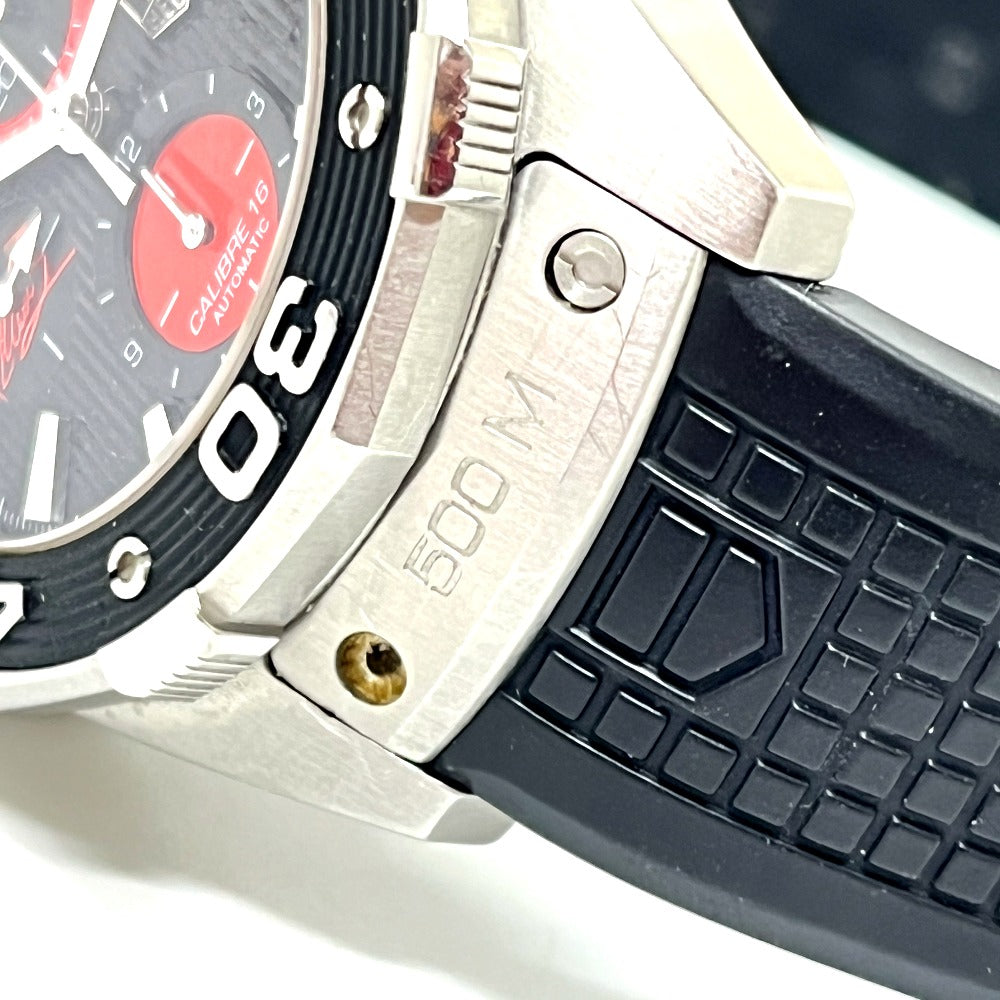 TAG HEUER CAJ2113 AIR-K1 アクアレーサー 錦織圭モデル クロノグラフ デイト 自動巻き 腕時計 SS メンズ シルバー