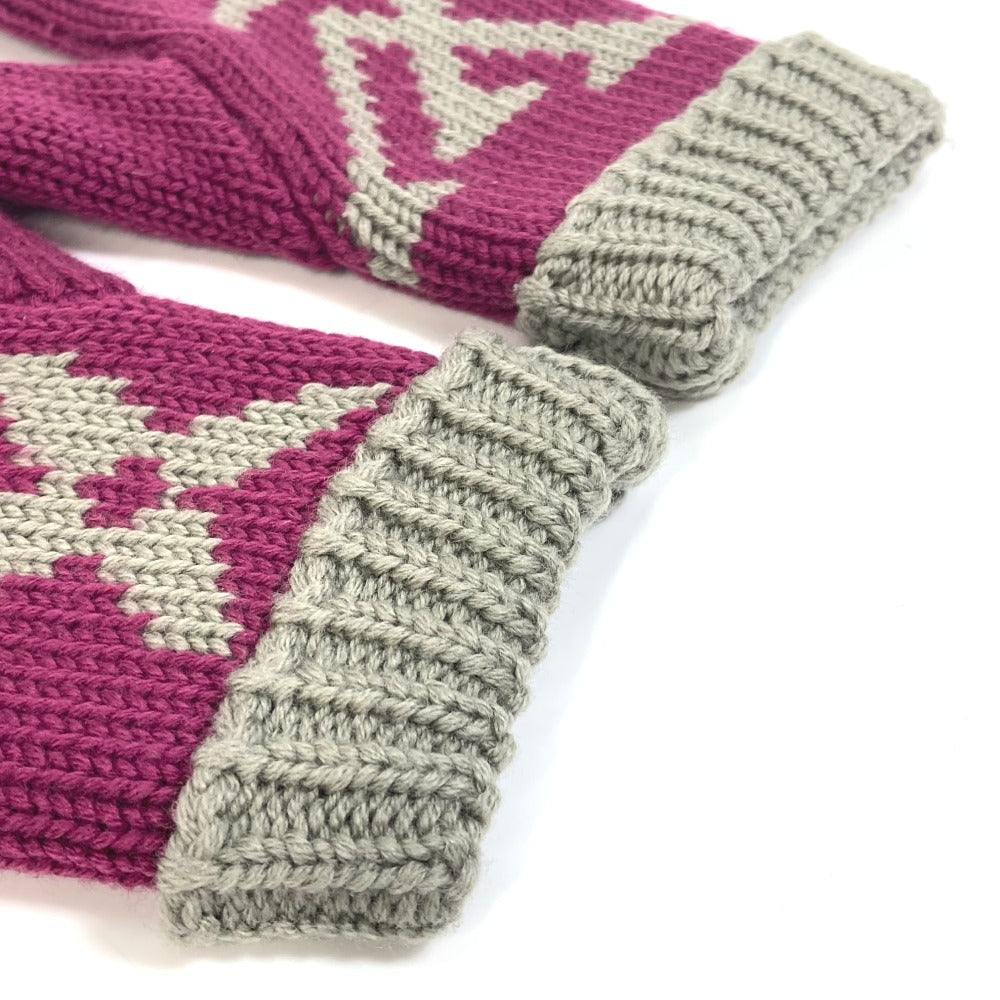 LOUIS VUITTON M72766 Monogram Knit Mittens, Mauful Grand Floor, Women's Wool Gloves, Cassis