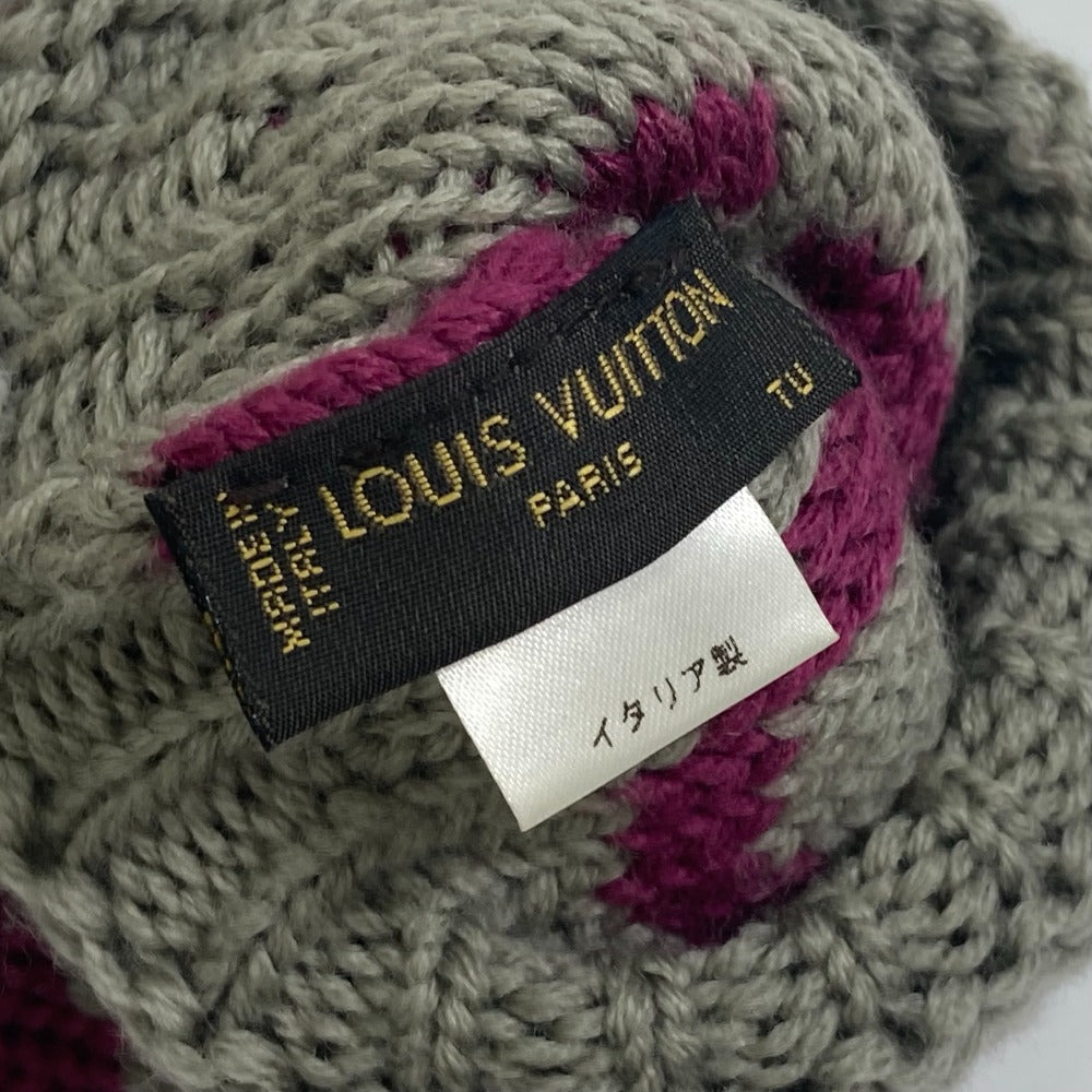 LOUIS VUITTON M72766 Monogram Knit Mittens, Mauful Grand Floor, Women's Wool Gloves, Cassis